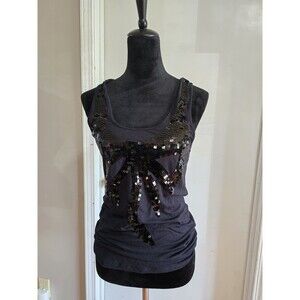 Miley Cyrus Max Azria Black Sequin Racerback Tank